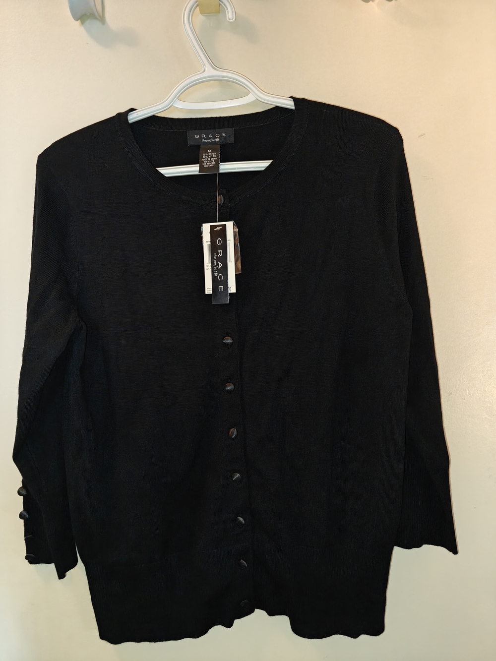 Grace Elements Women's Black Button-Front Cardigan Sweater